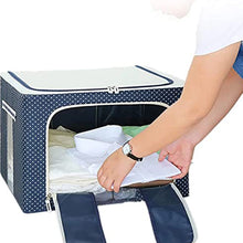Foldable Steel Frame Clothes Living Storage Organizer Handled Bag Box For Large Size Bedding Blankets Women Saree Toys  Cloth Storage Box  Bag (66 Liter)