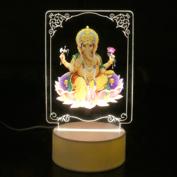 Beautiful 3d Lord Ganesh Frame With Soft White Light (1 Pc)
