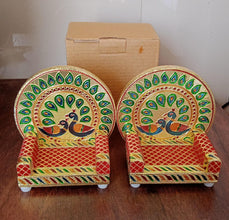 Meenakari Work Laddu Gopal Singhasan For Pooja Mandir Wooden Krishna Ladoo Bal Gopal Sofa Asan Home Decorative Premium Look Decorative Singhasan Suitable For Home Office Restaurant (2 Pc Set)