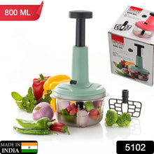 2in1 Push Chopper 800ml Stainless Steel Blade Quick  Powerful Manual Hand Held Food Chopper To Chop  Cut Fruits Vegetables Herbs Onions For Salsa Salad 5102