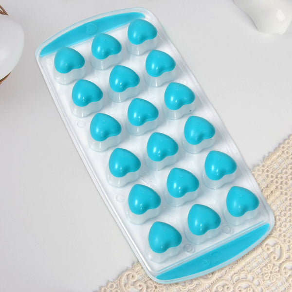 Easy Push Premium Pop-up Ice Tray With Flexible Silicon Bottom And Lid Heart Shape 18 Cube Trays