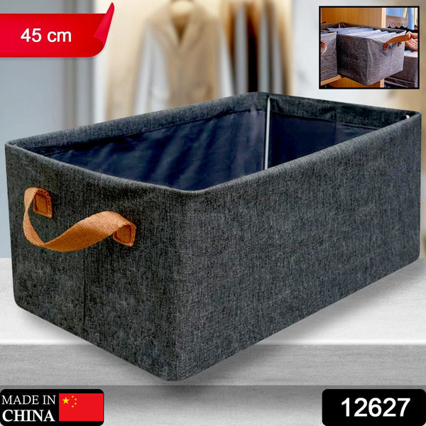 Foldable Storage Box With Lid And Handles Cotton And Linen Storage Bins And Baskets Organizer For Nursery Closet Bedroom Home (45 Cm)