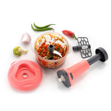 2in1 Push Chopper 800ml Stainless Steel Blade Quick  Powerful Manual Hand Held Food Chopper To Chop  Cut Fruits Vegetables Herbs Onions For Salsa Salad 5102