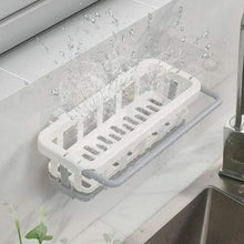 Multipurpose Platic Hanging Drain Rack Retractable Sponge Storage Hanging Rack With Adhesive Hook For Kitchen And Bathroom Dishcloth Holders Basket Drying Tray Organizer