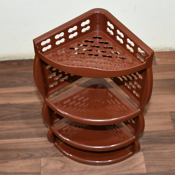 Multi Purpose Plastic Corner Rack A Stylish Storage Shelf For Kitchen  Living Room  Bathroom (1 Pc  3 Layer )