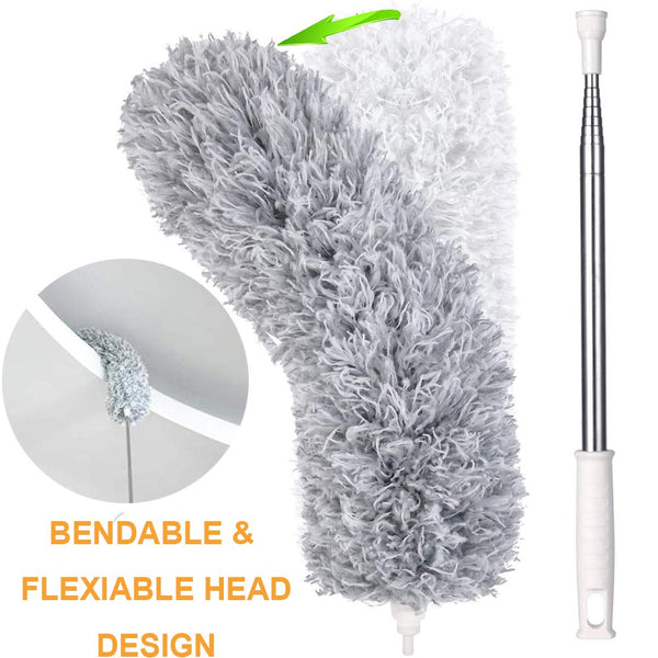 Microfiber Dusters For Cleaning Telescoping Feather Duster With 100 Inches Extendable Handle Pole Dusting Cleaning Tools For Cleaning High Ceiling Ceiling Fan Blinds Cobwebs Furniture Cars