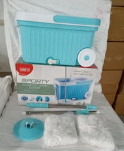 Sporty Plastic Spin Mop With Bigger Wheels And Plastic Auto Fold Handle For 360 Degree Cleaning.
