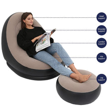 Inflatable Sofa Lounge Chair Ottoman Blow Up Chaise Lounge Air Sofa Indoor Flocking Leisure Couch For Home Office Rest Inflated Recliners Portable Deck Chair For Outdoor Travel Camping Picnic.
