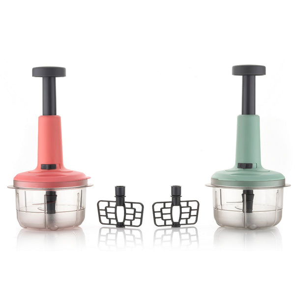 2in1 Push Chopper 800ml Stainless Steel Blade Quick  Powerful Manual Hand Held Food Chopper To Chop  Cut Fruits Vegetables Herbs Onions For Salsa Salad 5102