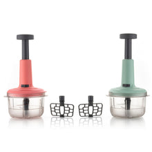 2in1 Push Chopper 800ml Stainless Steel Blade Quick  Powerful Manual Hand Held Food Chopper To Chop  Cut Fruits Vegetables Herbs Onions For Salsa Salad 5102