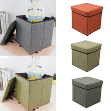 Living Room Cube Shape Sitting Stool With Storage Box. Foldable Storage Bins Multipurpose Clothes Books And Toys Organizer With Cushion Seat