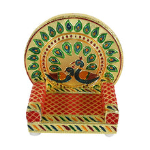 Meenakari Work Laddu Gopal Singhasan For Pooja Mandir Wooden Krishna Ladoo Bal Gopal Sofa Asan Home Decorative Premium Look Decorative Singhasan Suitable For Home Office Restaurant (2 Pc Set)
