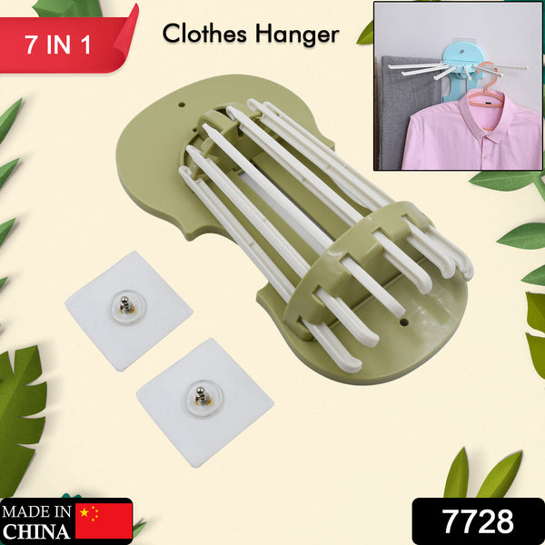 Plastic 7-in-1 Multifunction Retractable Wall-mounted Pull-out Hanger Rack Without Punching Hooks Up For Kitchen Bathroom