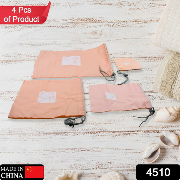 Travel Storage Bag Waterproof Nylon Drawstring Pouch Men And Women Folding Clothes Classified Organizers Packing Shoes Luggage Bags (4 Pc Set)