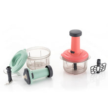 2in1 Push Chopper 800ml Stainless Steel Blade Quick  Powerful Manual Hand Held Food Chopper To Chop  Cut Fruits Vegetables Herbs Onions For Salsa Salad 5102