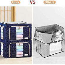Foldable Steel Frame Clothes Living Storage Organizer Handled Bag Box For Large Size Bedding Blankets Women Saree Toys  Cloth Storage Box  Bag (66 Liter)