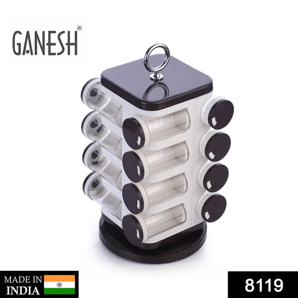 Multipurpose Revolving Spice Rack With 16 Pcs Dispenser Each 100 Ml Plastic Spice Abs Material 1 Piece Spice Set 1 Piece Spice Set 8119  (Plastic)