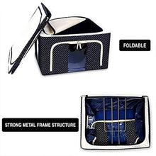 Foldable Steel Frame Clothes Living Storage Organizer Handled Bag Box For Large Size Bedding Blankets Women Saree Toys  Cloth Storage Box  Bag (66 Liter)
