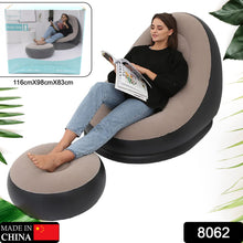 Inflatable Sofa Lounge Chair Ottoman Blow Up Chaise Lounge Air Sofa Indoor Flocking Leisure Couch For Home Office Rest Inflated Recliners Portable Deck Chair For Outdoor Travel Camping Picnic.