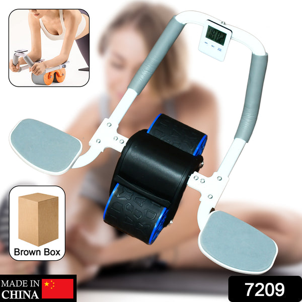 Abdominal Roller Wheel Automatic Rebound Sponge Handle Double Wheel Abdominal Roller Non-slip Timer Function With Elbow Support For Exercises For Body Fitness Strength Training Home Gym
